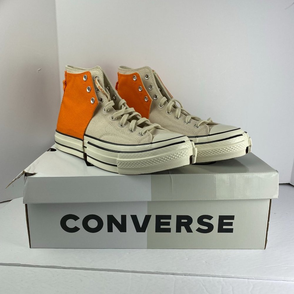Converse High-Top Sneakers in Cream and Orange